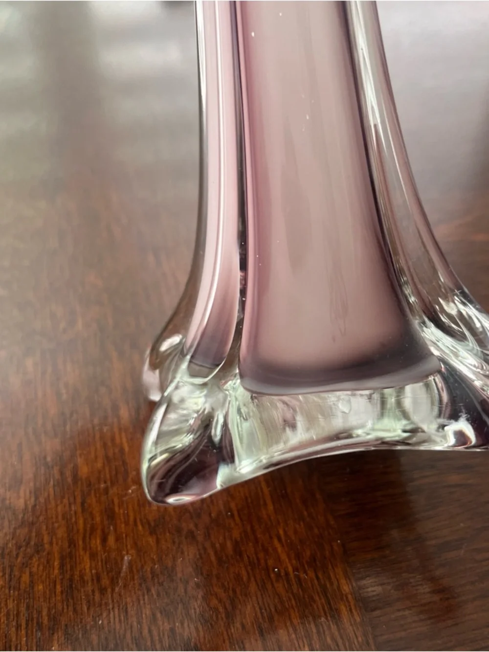 Vtg Pale Pink Glass Elephant Foot Tall Swung Bud Vase - Elegant Tall Home Accent